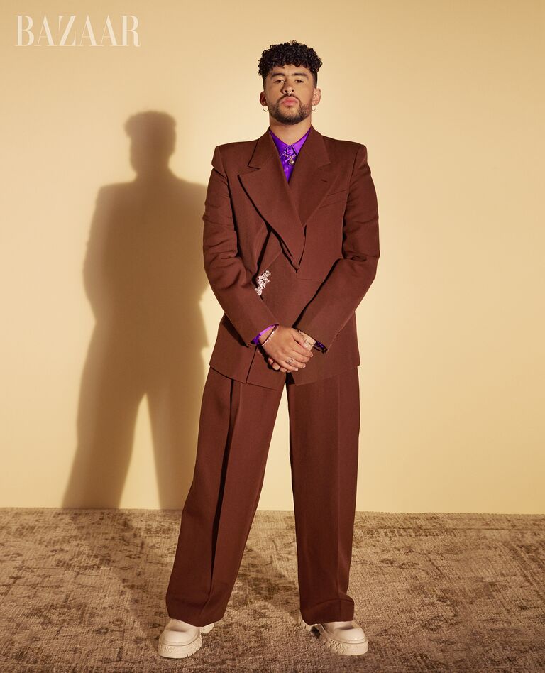 Wearing A Haute Couture Skirt, Bad Bunny Appeared On The Cover Of Harper'S Bazaar. Bad Rabbit